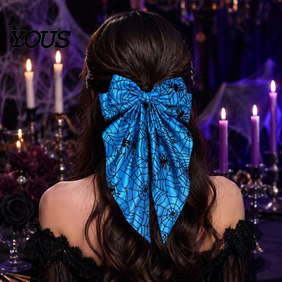 Dark Style Hair Bows for Festivals Halloween Bow Clip Women Girls, Spider Web Barrettes Cute Girls Clips, Large Bowknot Accessories Cosplay