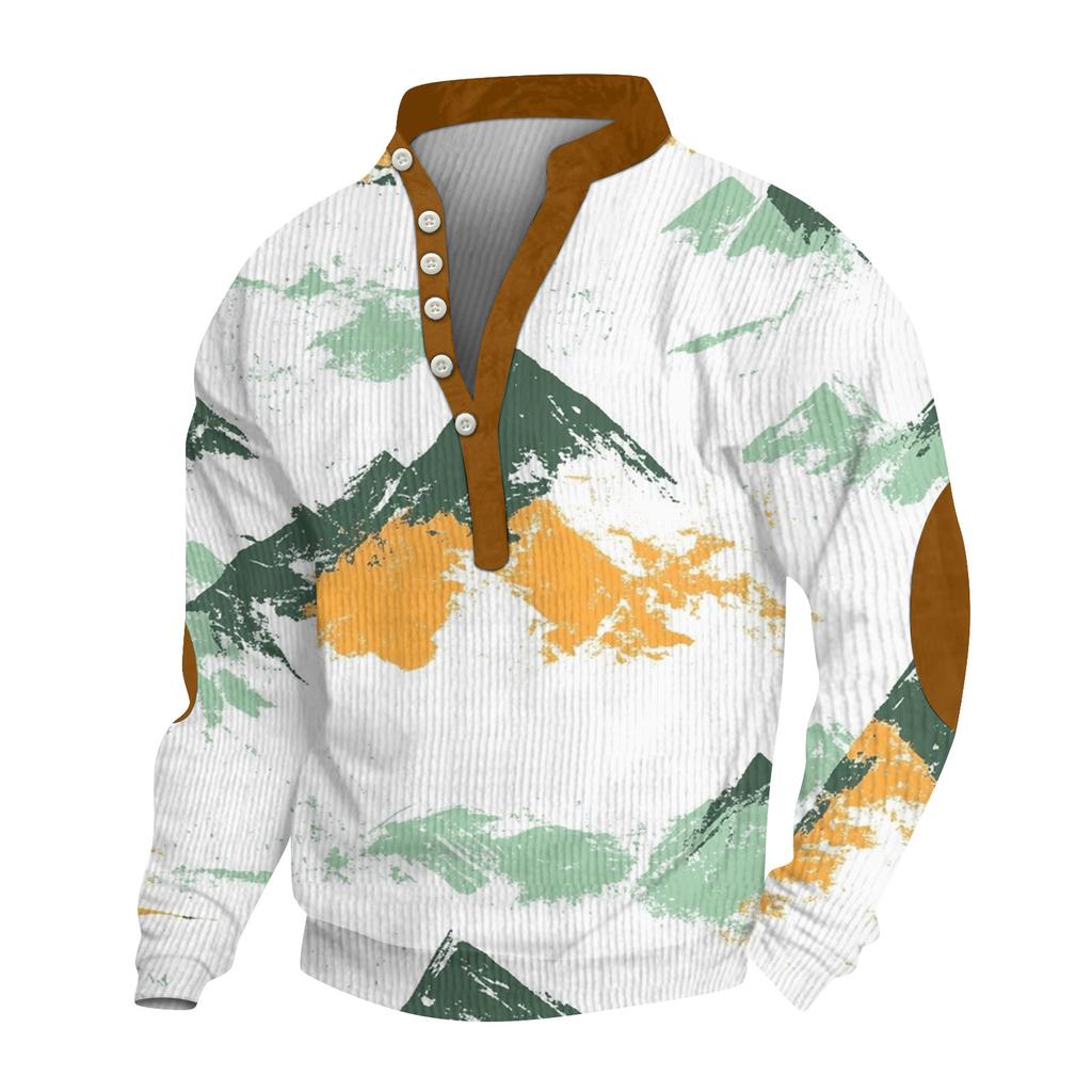 Herren Print Plüsch Warmer Mantel Fleece Pullover Freizeitjacke Tasche Pullover Wintermantel