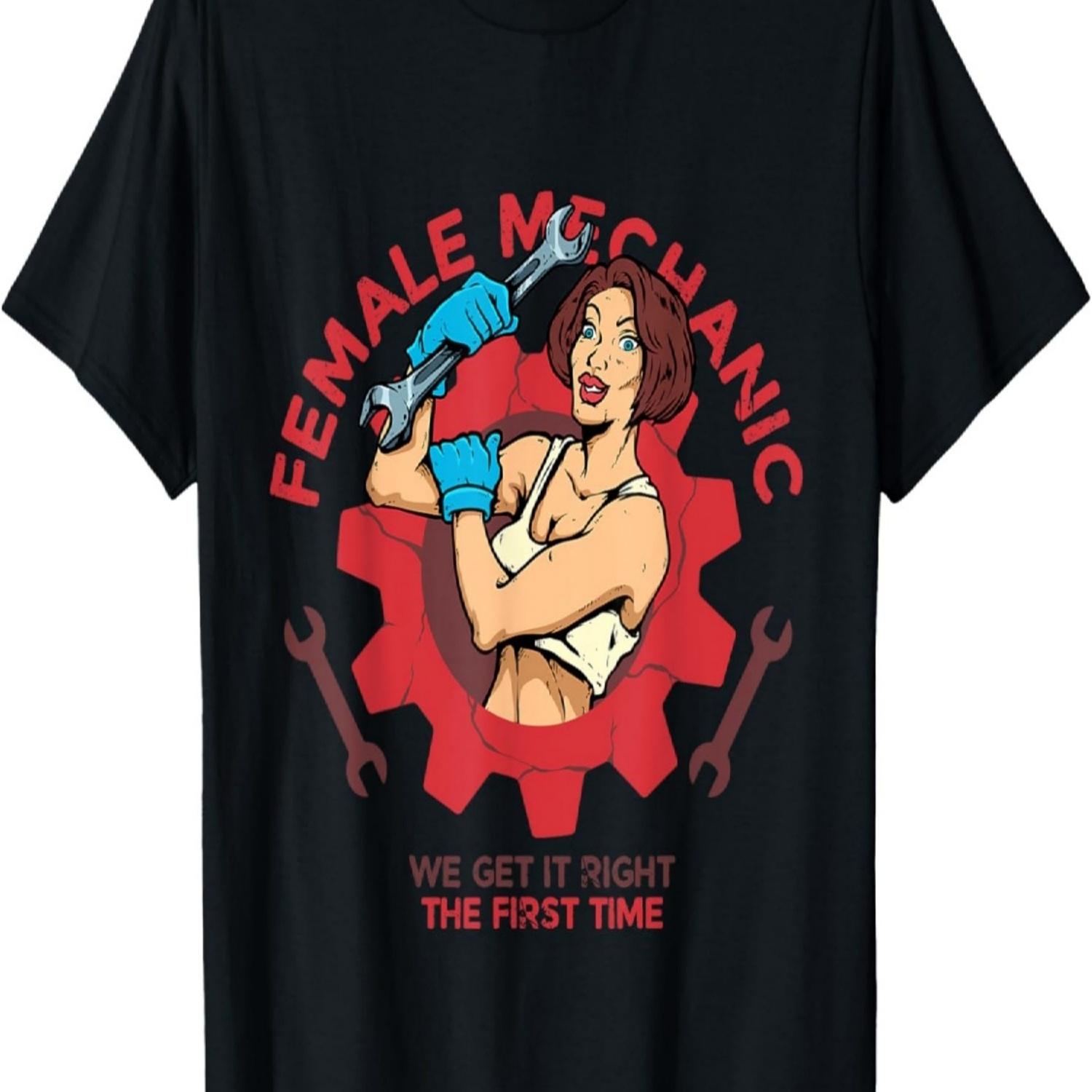 Funny Female Mechanic for Car Auto Diesel Mechanic Women T-Shirt S