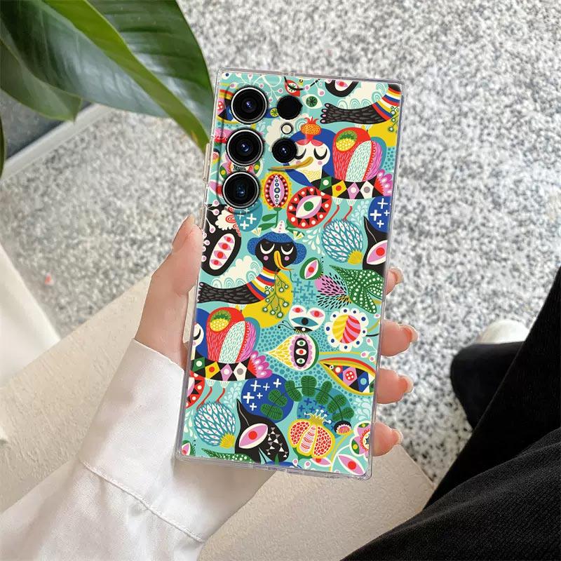 Jungle Art illustration Snake Cats Sloth Clear Case For Samsung Galaxy S26 S25 S24 S23 Ultra S20 S21 FE S22 Plus S26 Phone Cover