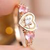 Romantic Heart Design Ring for Women Gold Plated Pink Color 2 Color Available Fashion Jewelry Gift
