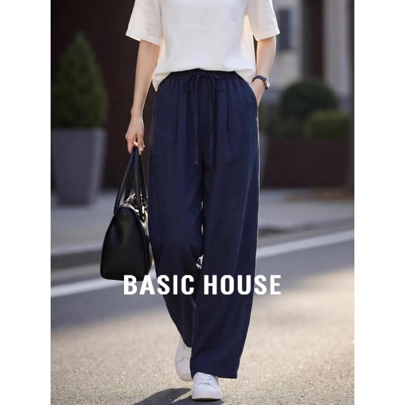 Basic House Women s Tencel-Linen Blend High-Waisted Straight Casual Pants XL