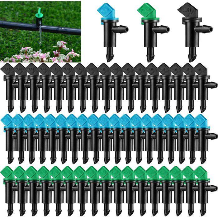 60 pcs émetteurs goutte-à-goutte irrigation 1/2/4 GPH réglables noir bleu vert
