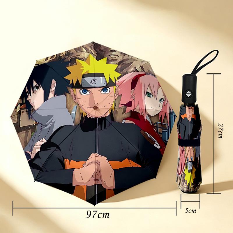 Naruto Team 8 Ribs 3Fold Black Glue Uv Protection Umbrella Sun Protection Rainproof Compact Folding Umbrella For Travel Daily Use C92431