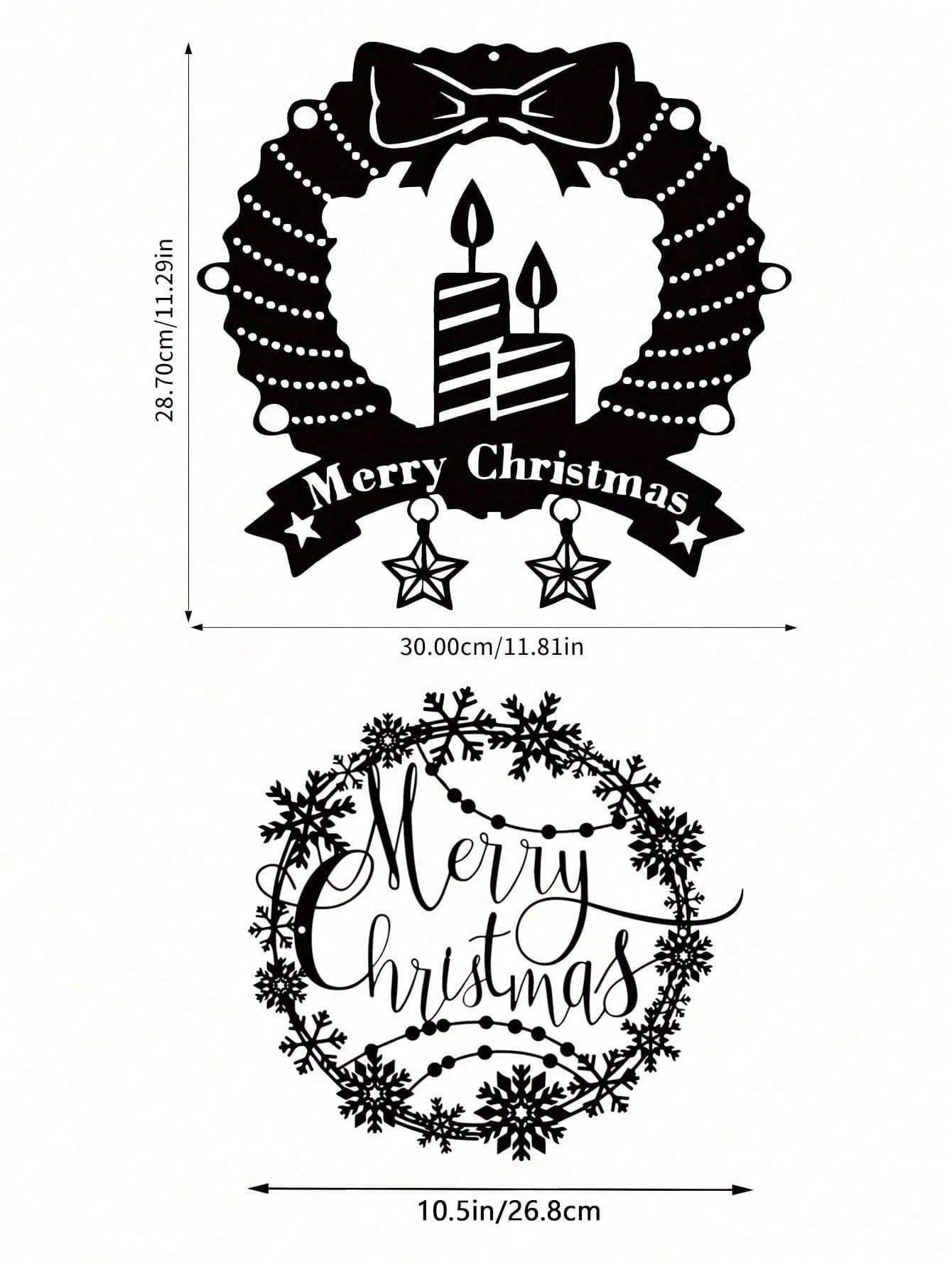

2-Pack Vintage Metal Wall Art Merry Christmas Garland Candle Design Rustproof Waterproof Home Decor For Living Room Door Hallway разноцветный