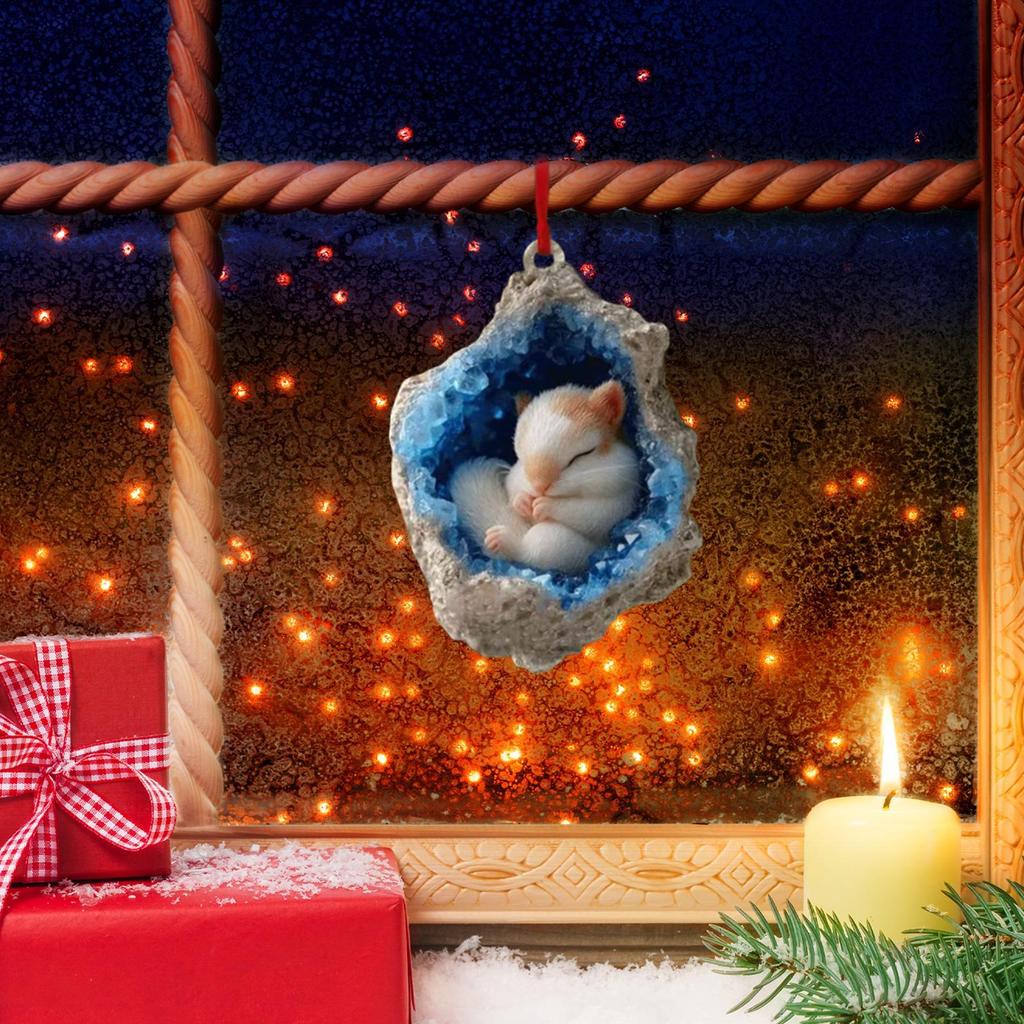 Christmas Ornaments 4inch Animal in Hole Pendants Christmas Decor for Tree 2D Acrylic Figurine Charm Pendant Decor for Home