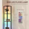 RGB LED Floor Lamp with Shelves, Modern Dimmable Standing Lamp with Remote Control, Adjustable Brightness & Speed for Living Room, Bedroom, Office