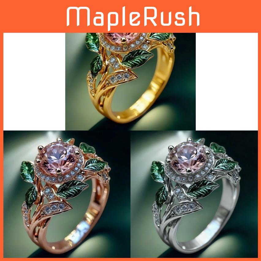 Elegant Zircon Flower Geometric Ring For Women With Electroplated Finish For Fashion Jewelry