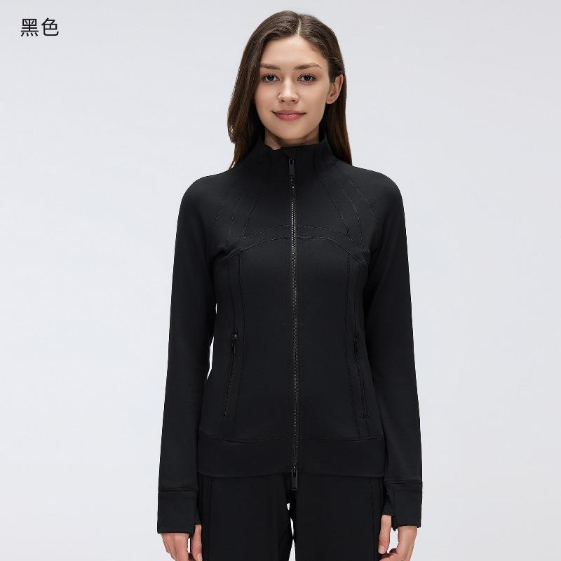 Long Sleeve Yoga Jacket Women's Two-Way Zipper Stand-Up Collar Fitness Jacket Slim Skinny Running Top