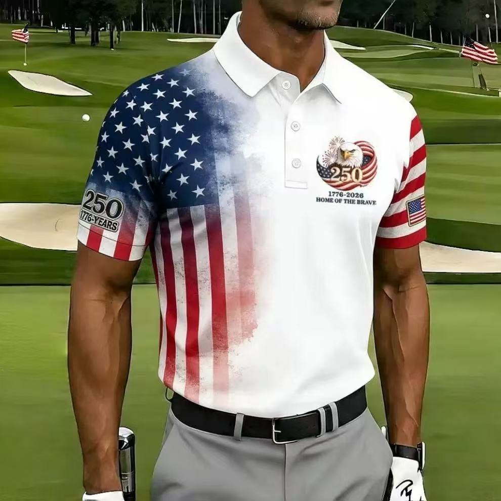 2026 Independent Station Summer Men's Casual Lapel POLO Shirt 3D Digital Printing Men's Outdoor POLO Shirt