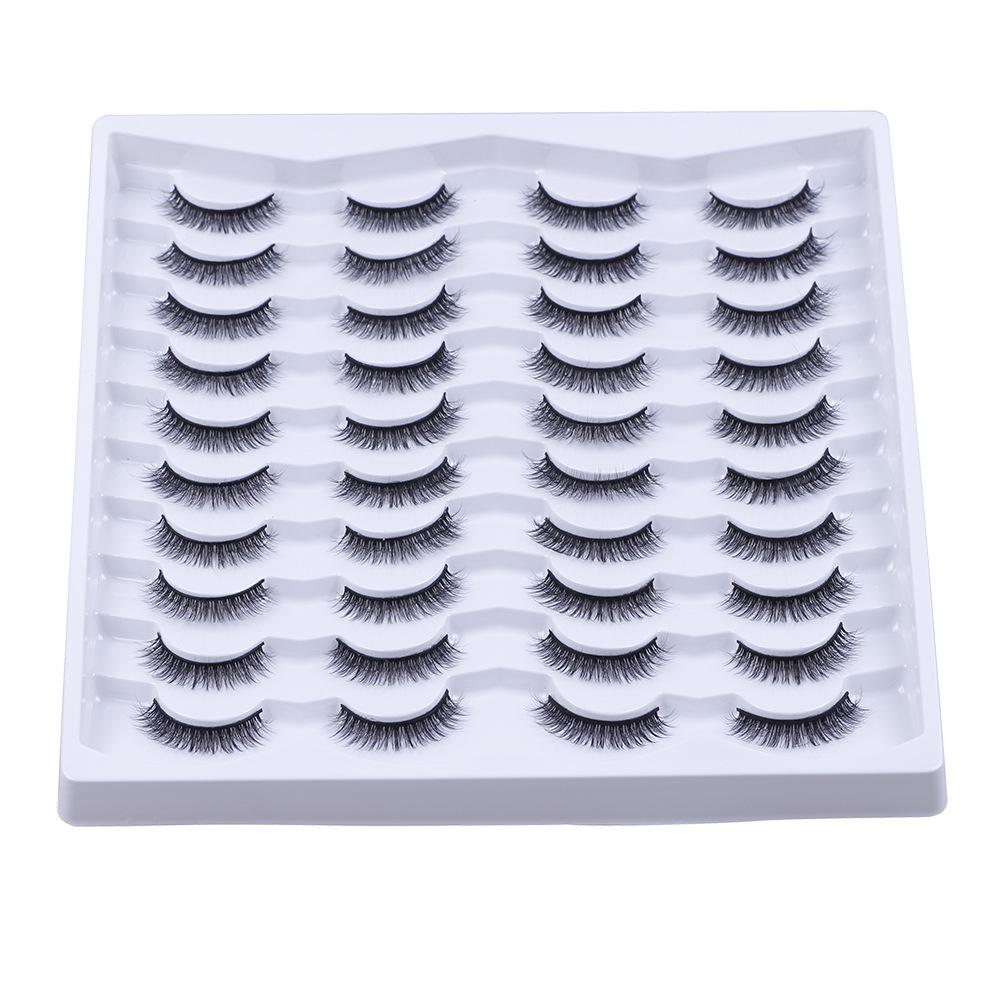 20 Pairs Dense Cross-Style False Eyelashes with Hard Stem - Large Capacity, Free Shipping