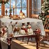 1 piece of vintage Christmas tablecloth - Red and green festive decoration - Vintage snowman, reindeerzyc