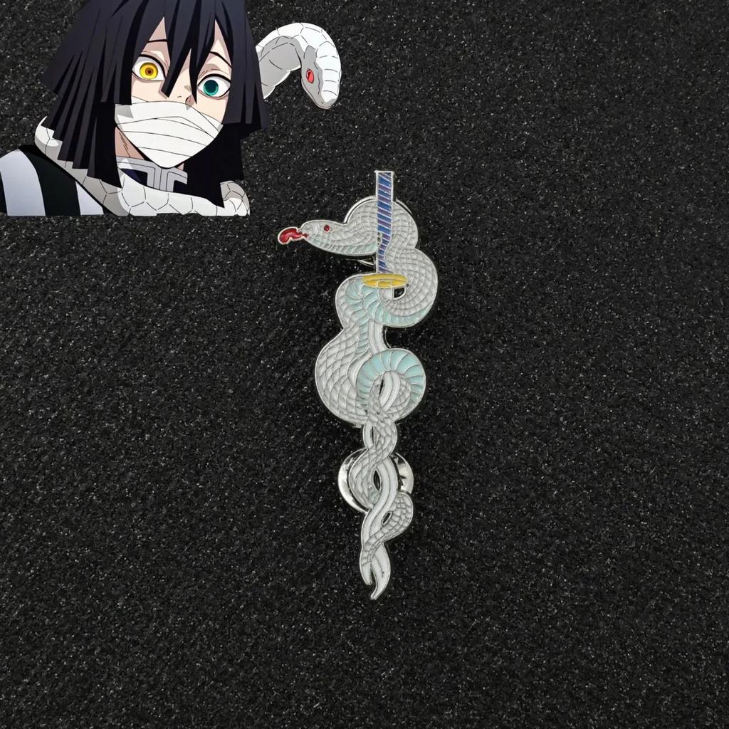 Metal Demon Slayer Pins Kimetsu No Yaiba Katana Badge Shinobu Brooches Tanjirou Sword Enamel Backpack Pin Anime Accessories Gift