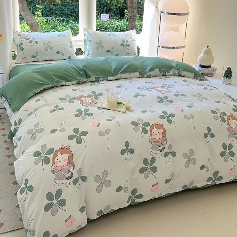 Small Fresh Four-piece Bed Sheet Set Quilt Cover Set Single Dormitory Three-piece Set Skin-friendly and Comfortable Bedding