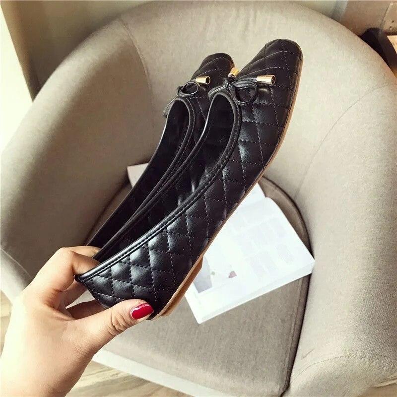 Spring Summer Shoes Women Flats Square Toe Ladies Brand Shoes Fashion Ballet Flats Black Gold Soft Plus Size 41