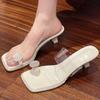 Sandali alla Moda Francese Eleganti con Cinturini Trasparenti e Cristalli Tacco Alto 2025 Estate Punta Aperta Eleganti da Donna Piattaforma Lusso Scarpe Argento