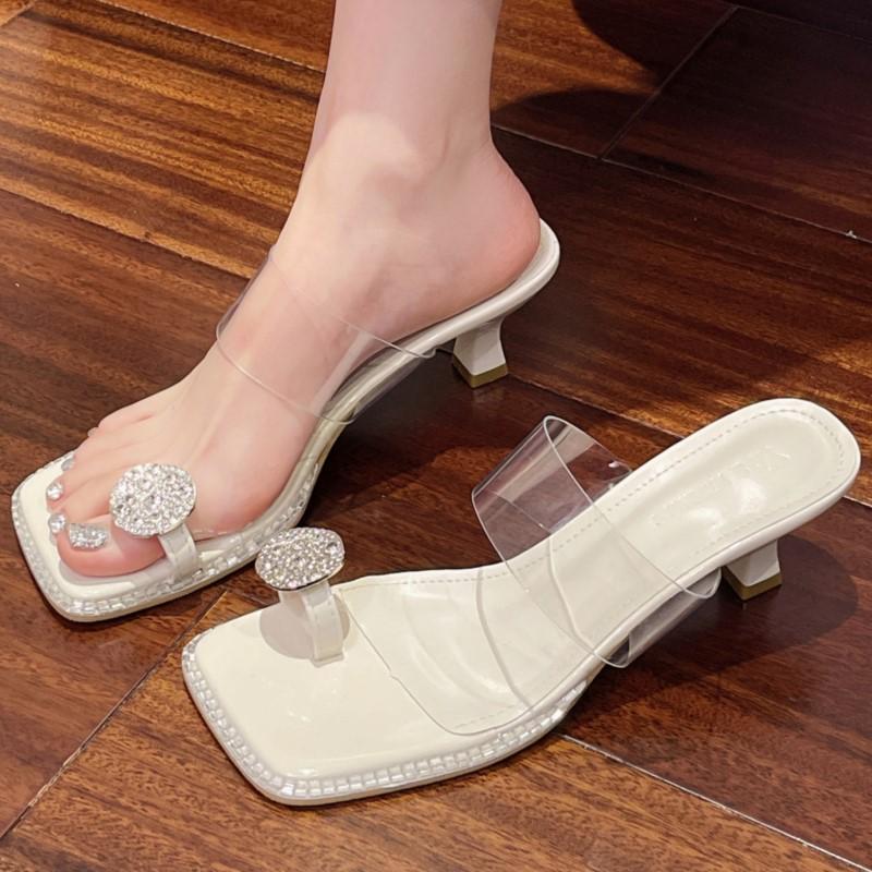 Sandali alla Moda Francese Eleganti con Cinturini Trasparenti e Cristalli Tacco Alto 2025 Estate Punta Aperta Eleganti da Donna Piattaforma Lusso Scarpe Argento