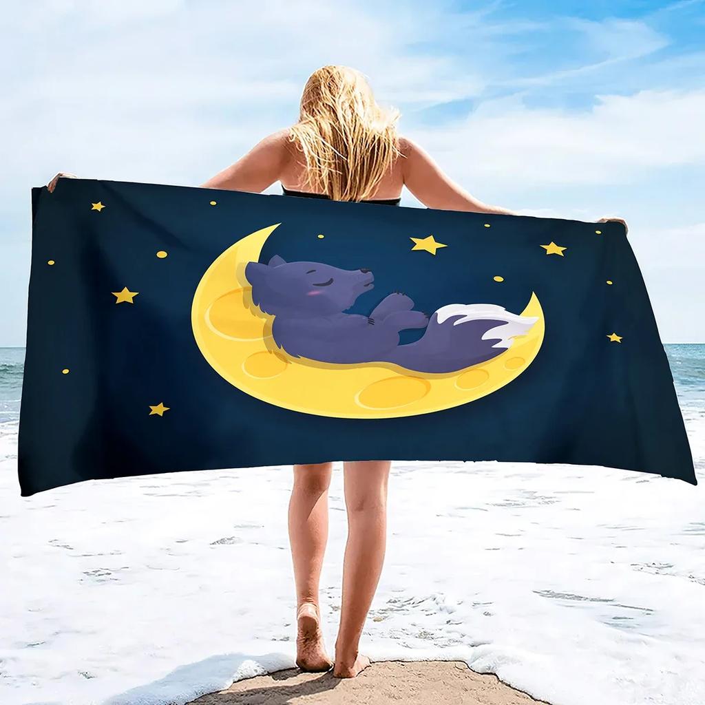 Mond Strandtuch Saugfähig Schnelltrocknend Sandfrei Übergröße Extragroß Mikrofaserhandtuch für Damen Herren Reisen Camping Fitnessstudio Pool Schwimmen