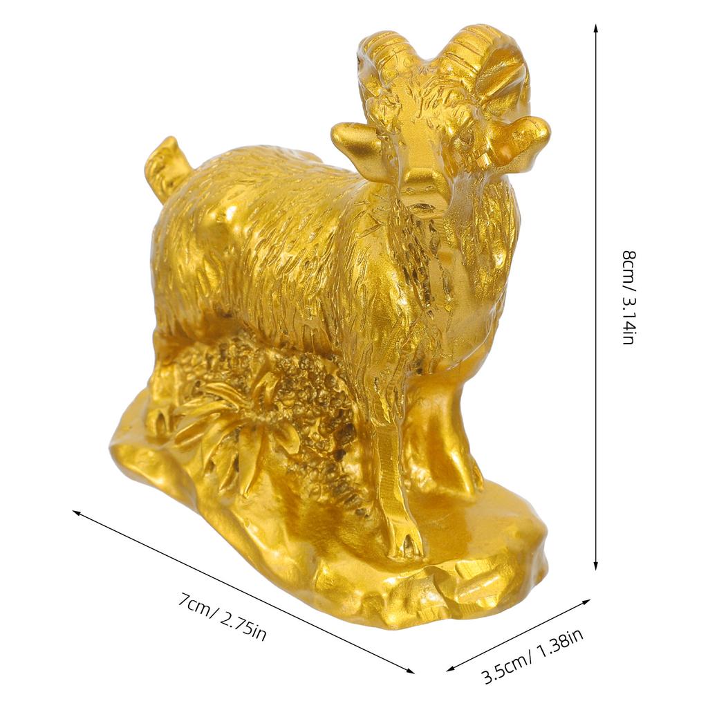 Chinese Zodiac Goat Statue Resin Sheep Sculpture 2027 Year of The Goat Decorative Feng Shui Home Office Shelf Prosperity