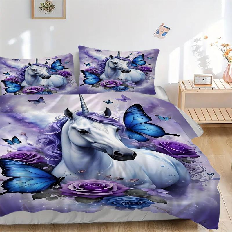 

3pcs Unicorn Fantasy Art Duvet Cover Set -Includes 1 Duvet Cover and 2 Pillowcases, No Quilt Core, All-Season Home Decor yy251111134 135x200cm