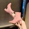Moda Primavera Otoño Tacón Puntera Cuadrada Mujer Zapatos Cortos Botines al Tobillo de Cuero Patentado para Mujeres Nuevo en Botines Talla Grande Calzado de Lujo