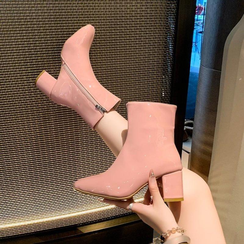 Fashion Zip Ankle Boots for Women Pole Heeled Stripper Very High Heels Woman Short Shoes New In Fashion 2025 Autumn Hot Pu Trend Booties