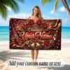 Christmas Theme Quick Dry Beach Towel Custom Name Text Print Large Sand Resistant Towel Beach Vacation