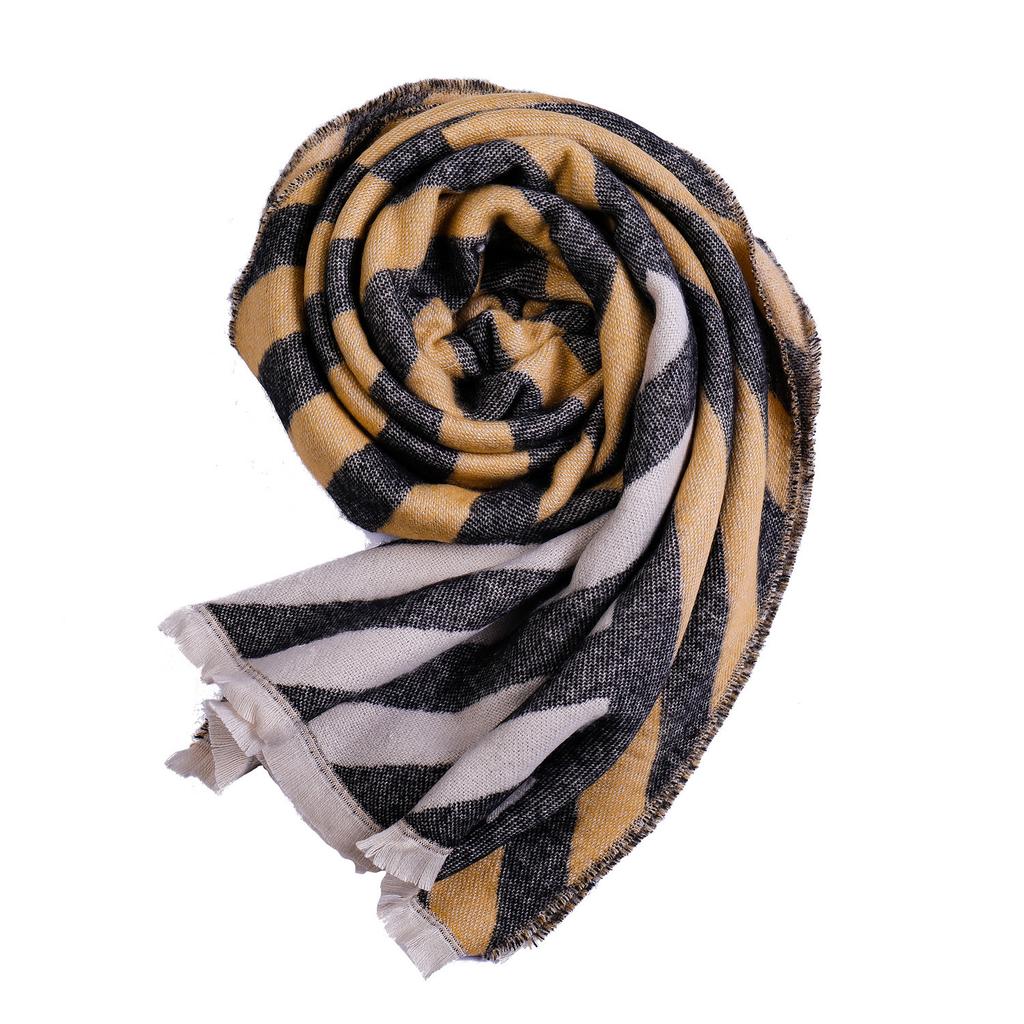 Women S Striped Imitation Cashmere Warm Winter Scarf