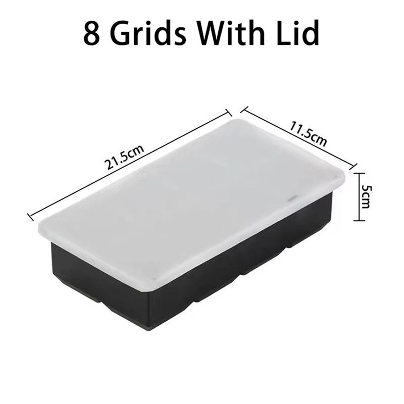 B97A-Kitchen Accessories Silicone Large Mold With Lid Freezer Trays Extra Tray Food Freezing Moulds Storage Box