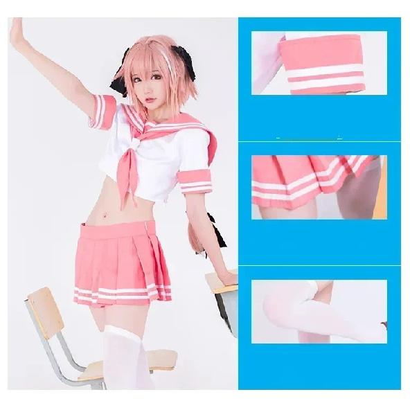 2026 New Fate Apocrypha Rider Astolfo Cosplay for Men JK School Uniform Sailor Suit  Women Outfit Anime Halloween Costume