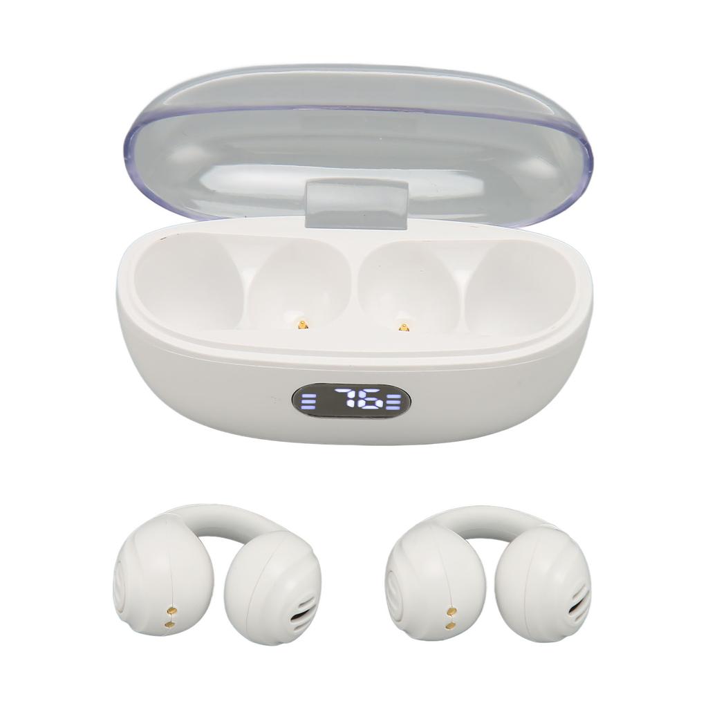 Clip On Earbuds Bluetooth 5.3 IPX4 Waterproof Bone Conduction Noise Reduction Wireless Open Ear Earbuds for Sports