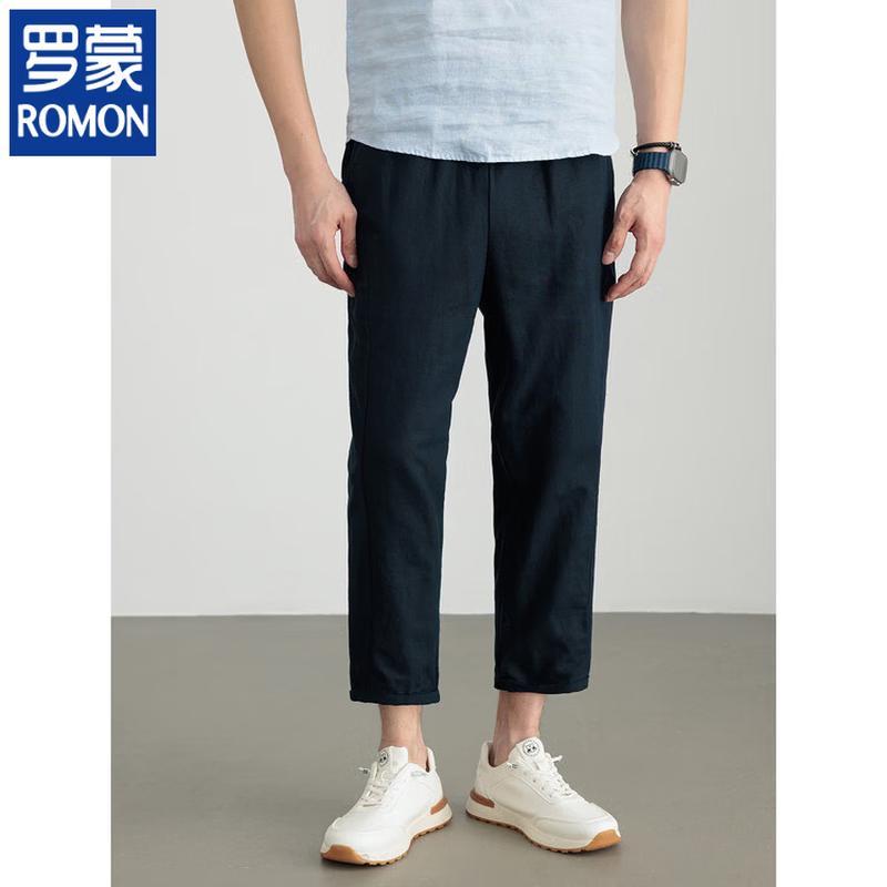 

ROMON Men s Lightweight Linen Blend Cropped Pants XL