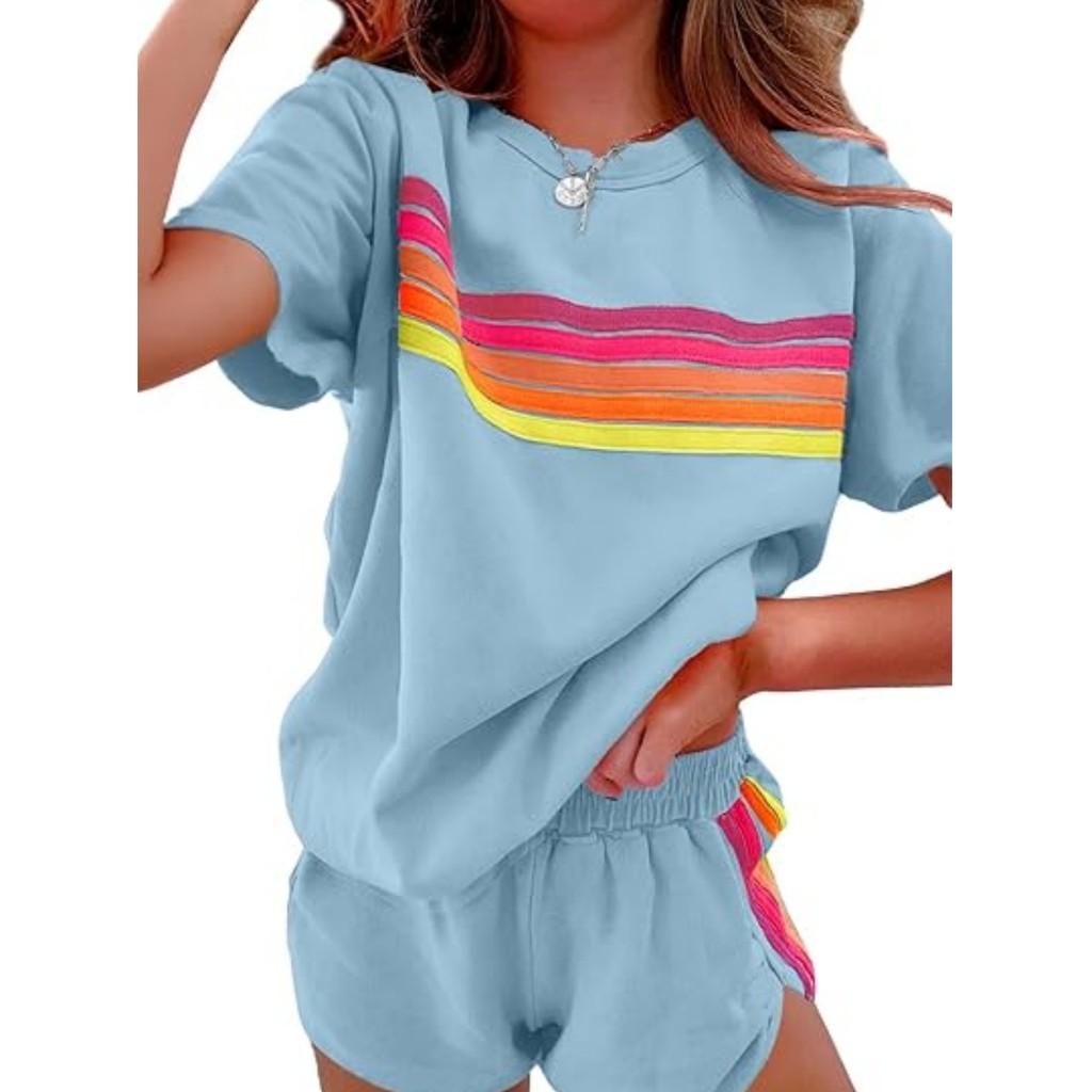 Minimalist Female Lounge Set With Color Blocking Polyester Blend For Casual Wear