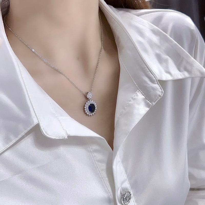 Elegant Sapphire Gemstone Jewelry Set: Necklace, Ring, & Earrings for Women