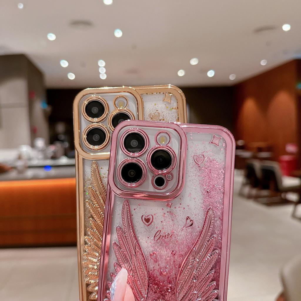 Three-dimensional Swan Quicksand Mobile Phone Case Suitable for IPhone 16pro Protective Case Apple 15max Case 14plus