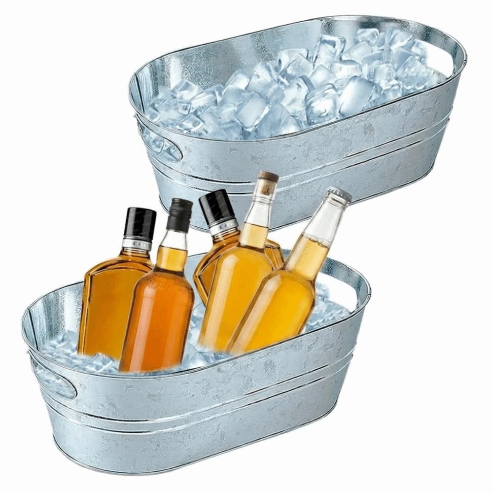 Metal Galvanized Tub 15L Drink Bucket High Quality Ice Bucket  Parties серебряный