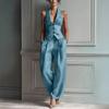 Damen Sommer 2-teilige Business Work Outfits, Ärmellose Hemdweste und Weite Hosen Passendes Set