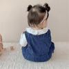 Spring & Autumn Baby Denim Jumpsuit Set - Casual 2-Piece Romper & Overalls for Girls