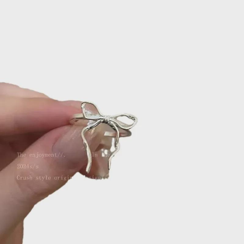 Bague ajustable en argent avec nœud pour femme – Style minimaliste et estival