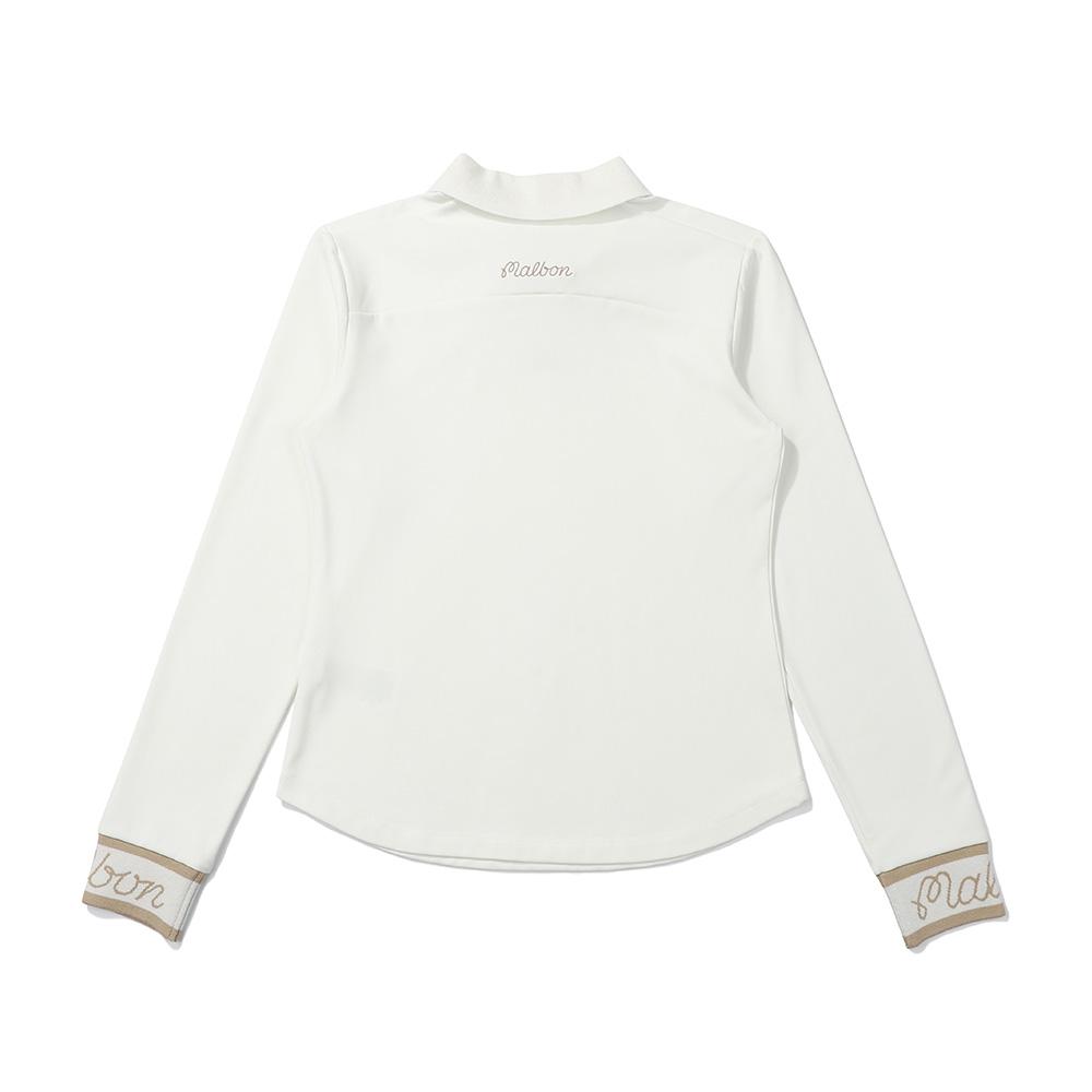 MALBON GOLF Knit Collared Performance T-Shirt Ivory (Woman)