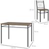 Five-Piece Minimal Dining Set - Oak-Effect/Black