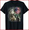 The Mountain Three Wolfs American Flag Moons Black Cotton T-Shirt Unisex T-Shirt