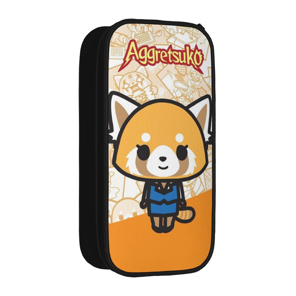 Aggretsuko Pencil Cases Lovely Kawaii Aggressive Retsuko Karaoke Bag Girl Boy Large Storage School Supplies Gifts Pencilcases