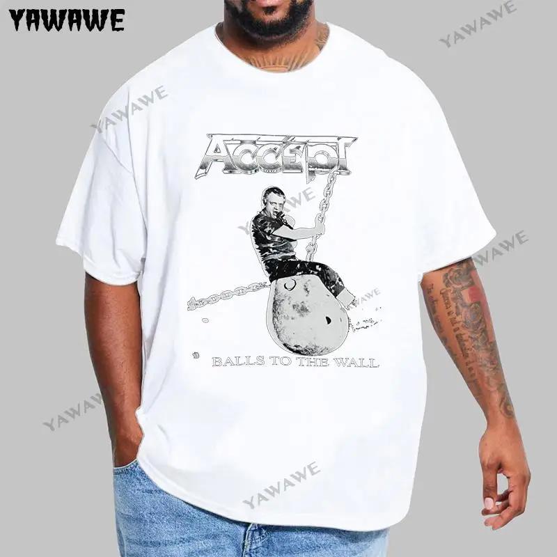 Male oneck tshirt fashion brand tshirt black ACCEPT BALLS TO THE WALL BLACK T SHIRT UDO HEAVY METAL BAND RUNNING WILD RAGE S
