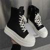 Brand Black High Top Men's and Women's Shoes Fashion Designer Women's Canvas Sports Shoes Ankle Boots Zipper Thick Soled