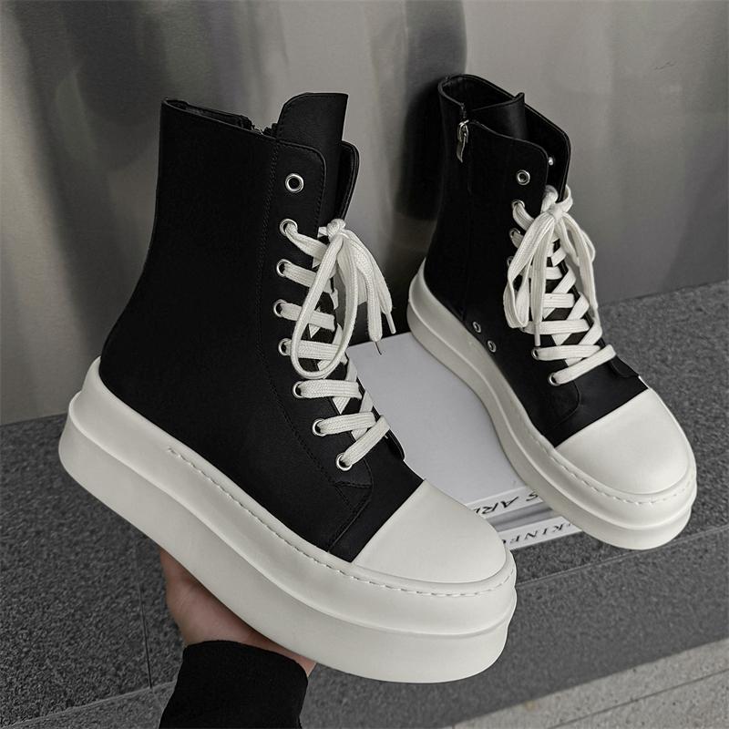 Brand Black High Top Men's and Women's Shoes Fashion Designer Women's Canvas Sports Shoes Ankle Boots Zipper Thick Soled