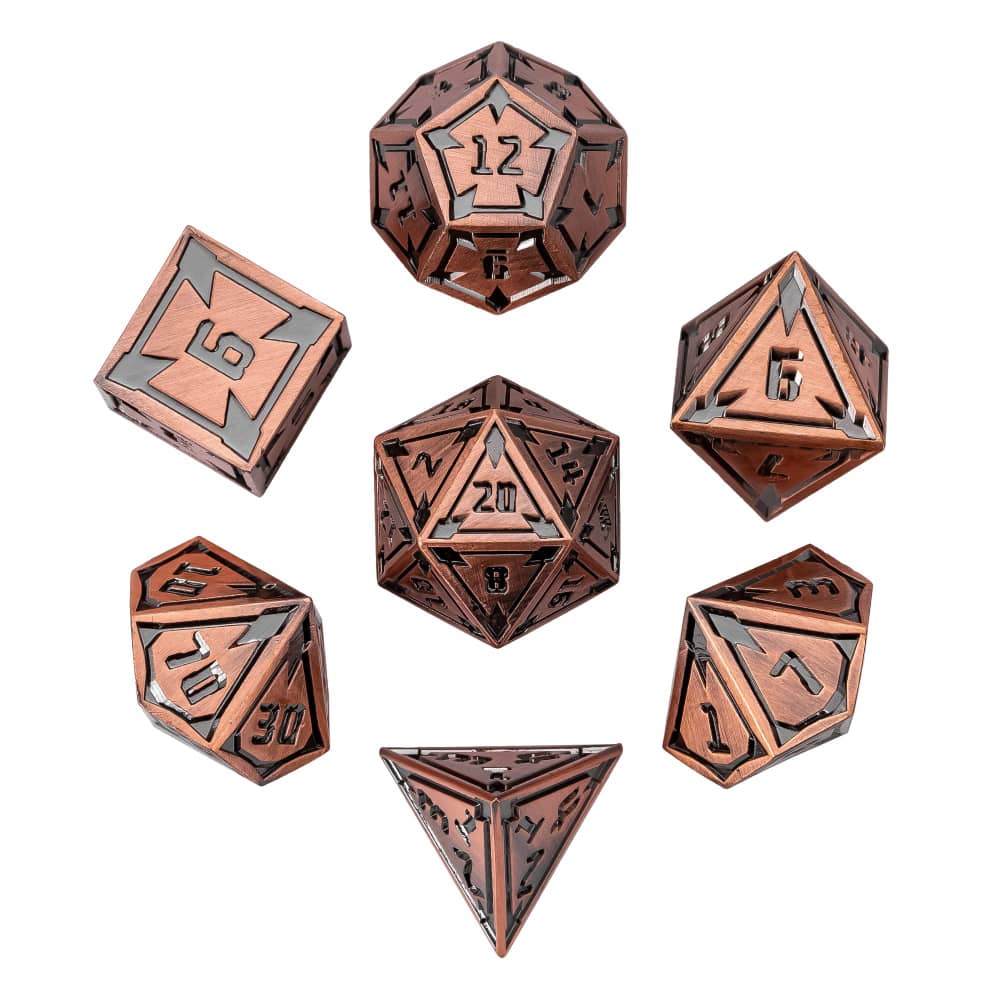 Cusdie New Metal DnD Dice Set Minimalist Rhomb Pattern D4-D20 Polyhedral Dice for D&D Pathfinder Tabletop RPG Board Games