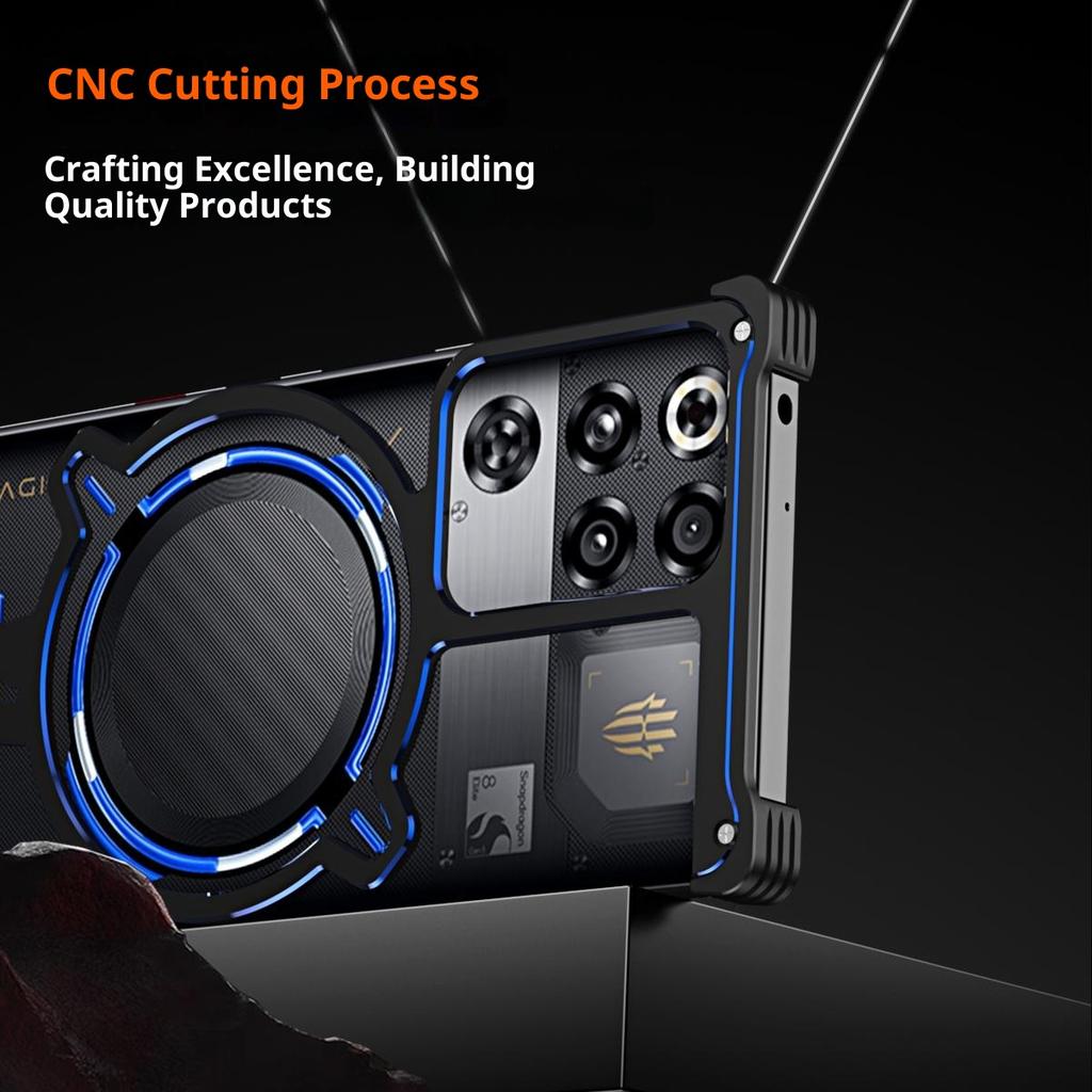 For ZTE Nubia RedMagic 11 Pro 5G/11 Pro+ 5G Bumper Magnetic Case Aluminium Alloy Metal Frameless Phone Cover