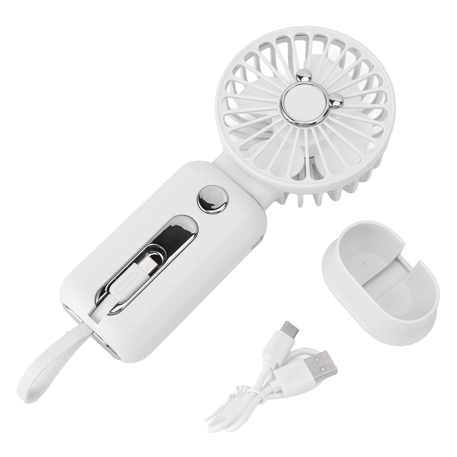

Ручний вентилятор Зарядний пристрій для телефону Дисплей живлення Знімний Безшумний Персональний USB Настільний вентилятор з павербанком білий
