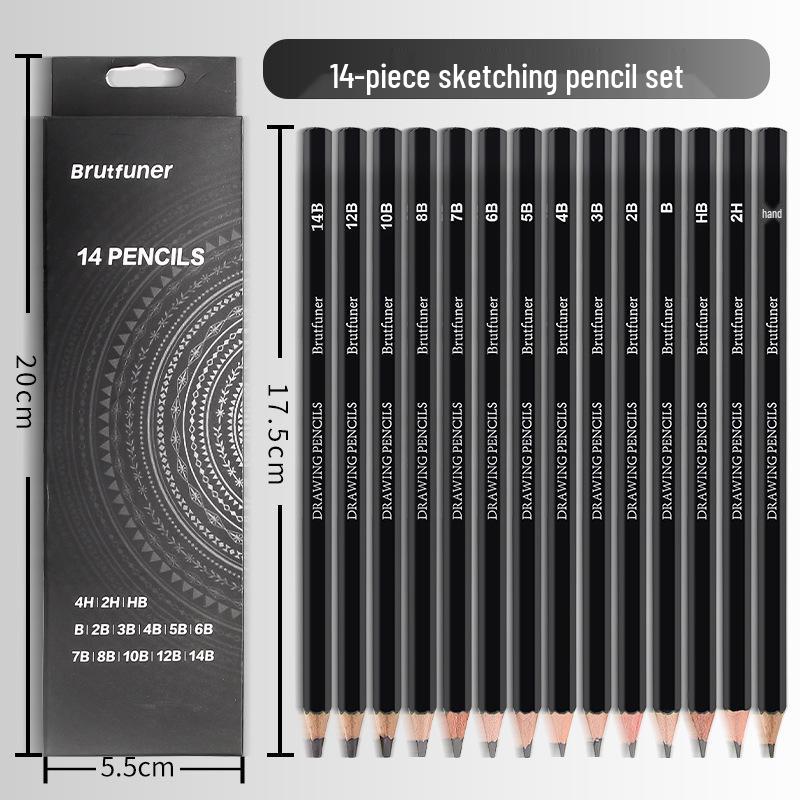 Brutfuner 14-Piece Art Sketch Pencil Set 4H-14B 4H-14B